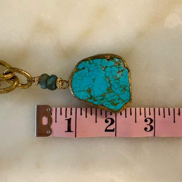 Striking Turquoise and Gold Chain Drop Necklace - Picture 8 of 9